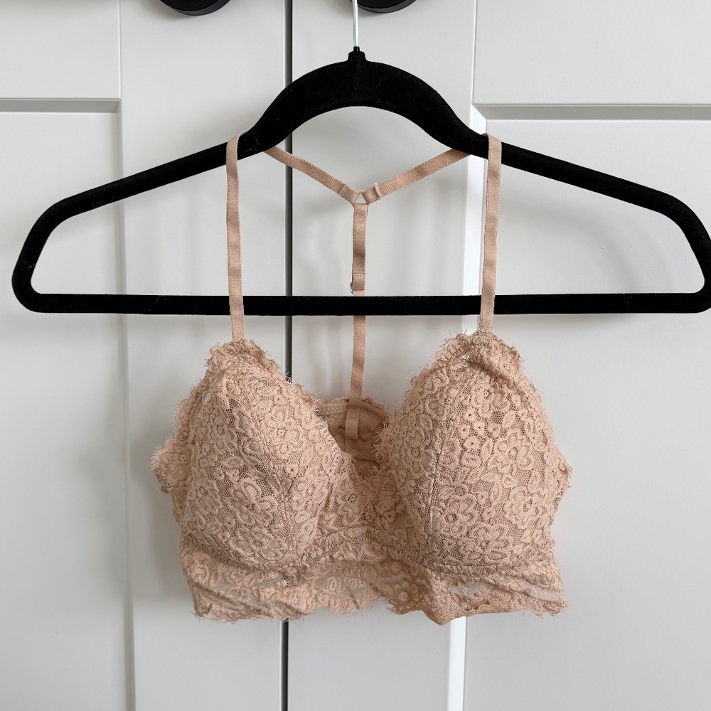AERIE Beige Pink Lace Bralette
